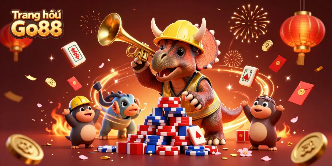 Experience thrilling gameplay at Trang chủ Go88 with dynamic casino characters celebrating over a vibrant background.