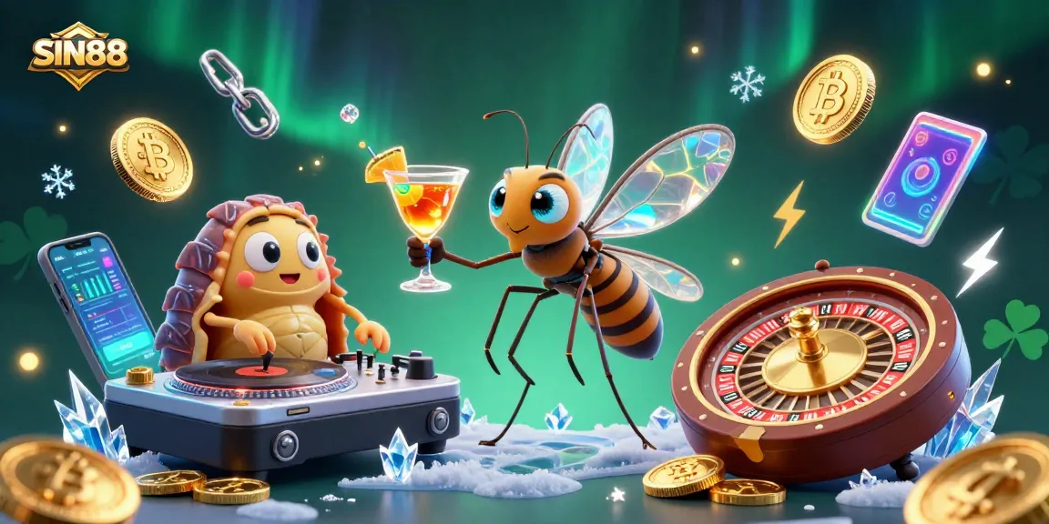 SIN88 casino mascot animated scene showcasing vibrant characters and unique gambling elements