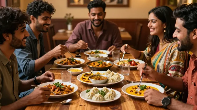 A vibrant dining experience featuring authentic Indian curry and momo dumplings from https://namastecurryandmomo.com, showcasing joy and culture.